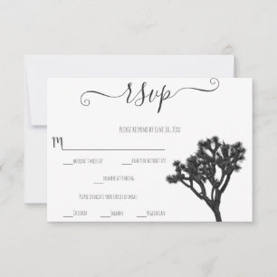 Cartão RSVP Árvore de Joshua B&W simples moderna Silhouette