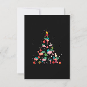 Cartão RSVP Árvore de Natal Flamingo Engraçada