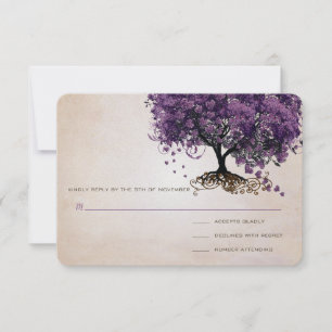 Cartão RSVP Árvore simplesmente Peachy da folha de Purple