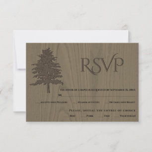 Cartão RSVP Árvores castanhas gravadas sépia casamento Carte