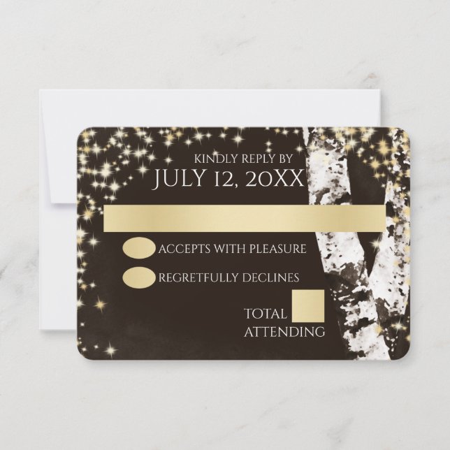 Cartão RSVP Árvores de Aves e Casamentos Esparsos (Frente)