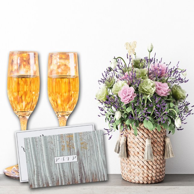 Cartão RSVP Árvores Elegantes Bétula Branca (Criador carregado)