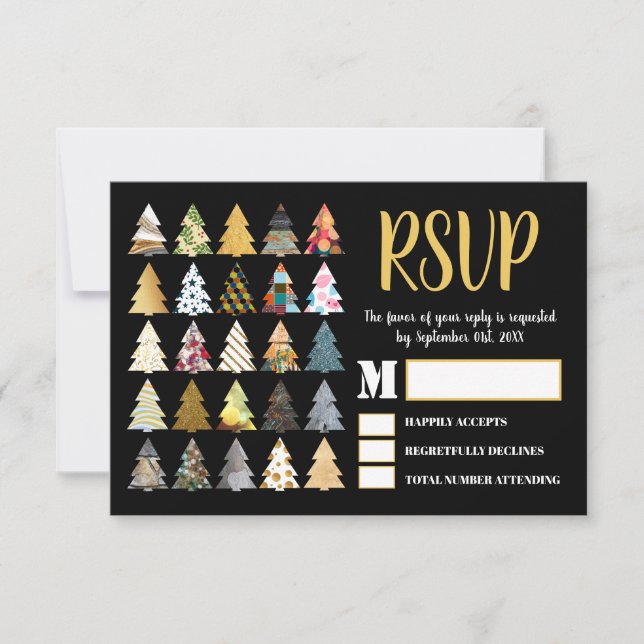 Cartão RSVP Árvores Festivas Fir, vice-presidente do partido n (Frente)