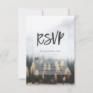 Cartão RSVP Árvores Rústicas de Pinheiro da Montanha Projeto F