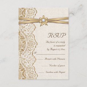 Cartão RSVP Ate, flor da fita & serapilheira que wedding a