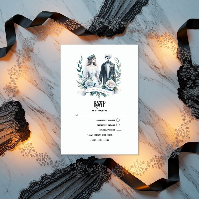 Cartão RSVP "Até que a morte nos separe" Casamento Gótico ("Till Death Do Us Part" Gothic Wedding RSVP Card)