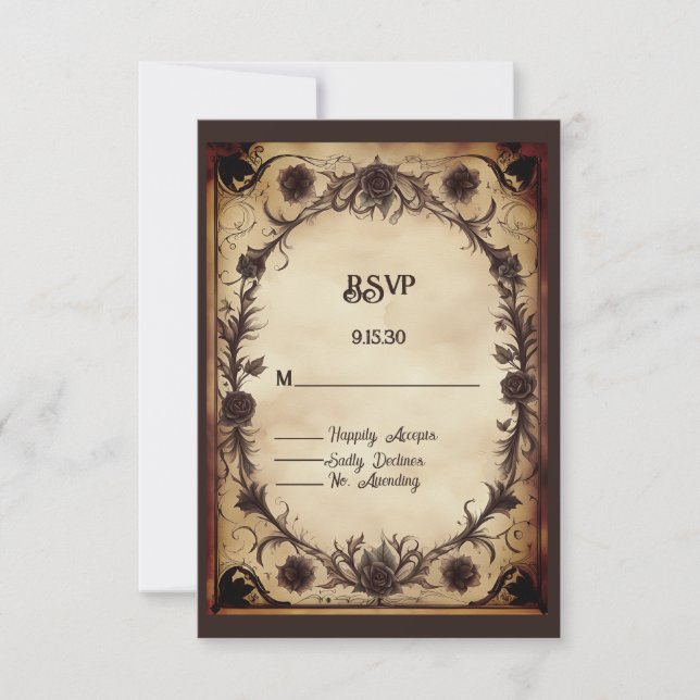 Cartão RSVP Até que a morte nos separe de estilo gótico (Frente)