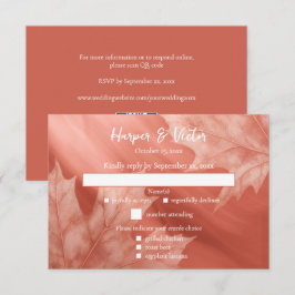 Cartão RSVP aterracotta mapeia folhas sotaque código QR