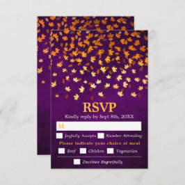 Cartão RSVP Autumn Deixa A Roxinha De Casamento Roxo