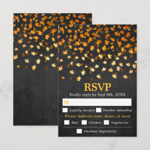 Cartão RSVP Autumn Deixa Black Grunge Casando Escolha