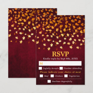 Cartão RSVP Autumn Deixa Red Grunge Casando Escolha