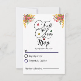 Cartão RSVP Autumn Floral Fall in Love Weding