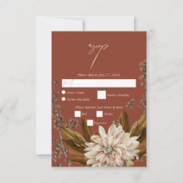 Cartão RSVP Autumn Floral Terracotta Watercolor Casamento outo