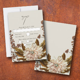 Cartão RSVP Autumn Floral Terthy Tones Watercolor Casamento ou