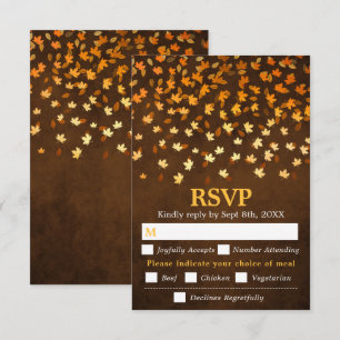 Cartão RSVP Autumn Leaves Brown Grunge Casando Escolha