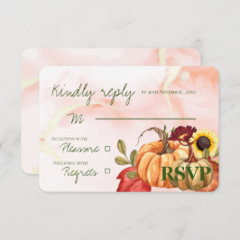Cartão RSVP Autumn Pumpkin Girassol Casamento outono