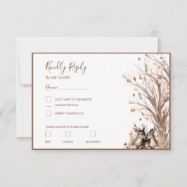 Cartão RSVP Autumn Rustic Deer Wedding Collection
