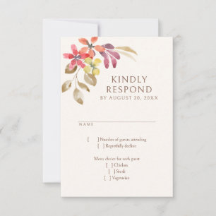 Cartão RSVP Autumn Tropical Floral Abstrato Wedding