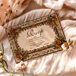 Cartão RSVP Autumn Woodland Botanical Quinceañera