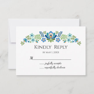 Cartão RSVP Aves Design azuis húngaras