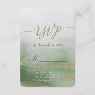 Cartão RSVP Awash Elegant Watercolor em Casamento de Folhagem