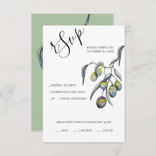 Cartão RSVP Azeitonas mágicas pintadas à mão