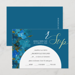 Cartão RSVP Azul-artístico Cores-d-água flores selvagens