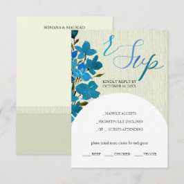 Cartão RSVP Azul-artístico Cores-d-água flores selvagens