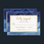 Cartão RSVP Azul brilhante e Bar Dourado Mitzvah ou Bat Mitzva<br><div class="desc">Estes cartões de resposta Rsvp de Bar moderno Mitzvah ou Bat Mitzvah apresentam um plano de fundo de cor azul-fluvial brilhante,  com a moderna tipografia moderna do faux gold script.</div>
