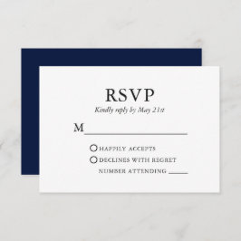 Cartão RSVP Azul de Casamento Minimalista Moderno Elegante