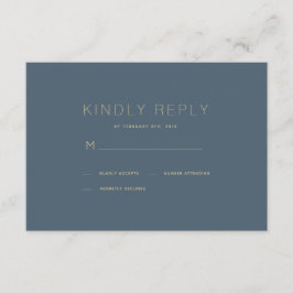 Cartão RSVP Azul de Casamento Moderno Simples Midn