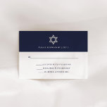 Cartão RSVP Azul e Branco da meia-noite clássicos | Bar Mitzva<br><div class="desc">Estes cartões de resposta simples e modernos Mitzvah ou Bat Mitzvah rsvp apresentam uma borda azul escura,  com um texto elegante e uma Estrela prateada de David.</div>