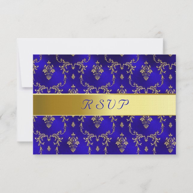 Cartão RSVP — Azul e Dourado (Frente)