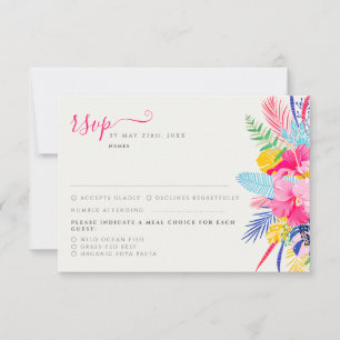 Cartão RSVP Azul Marinho Rosa Selvagem Floresta Evergreen Casa