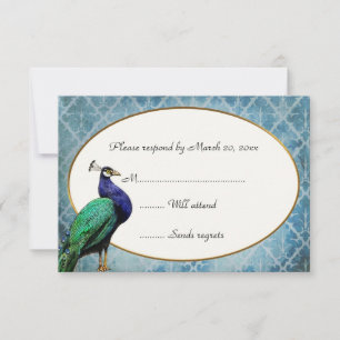 Cartão RSVP Azul Peacock Real