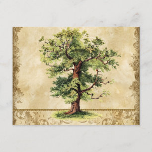 Cartão RSVP Bacia hidrográfica do Vintage Oak Tree of Life Swi