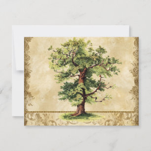 Cartão RSVP Bacia hidrográfica do Vintage Oak Tree of Life Swi