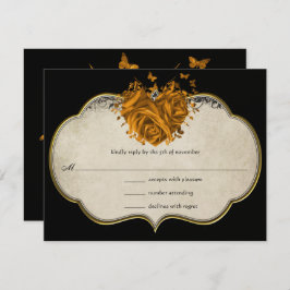 Cartão RSVP Bacia Hidrográfica Dourada Metálica Pargaminho de 