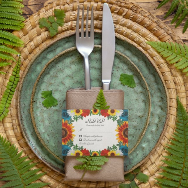 Cartão RSVP Backyard Summer Floral (Criador carregado)