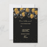 Baloes Pretos Dourados Elegantes Confete Casamento