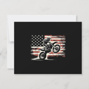 Cartão RSVP Bandeira Americana Moto Bicicleta Motocross Ciclis