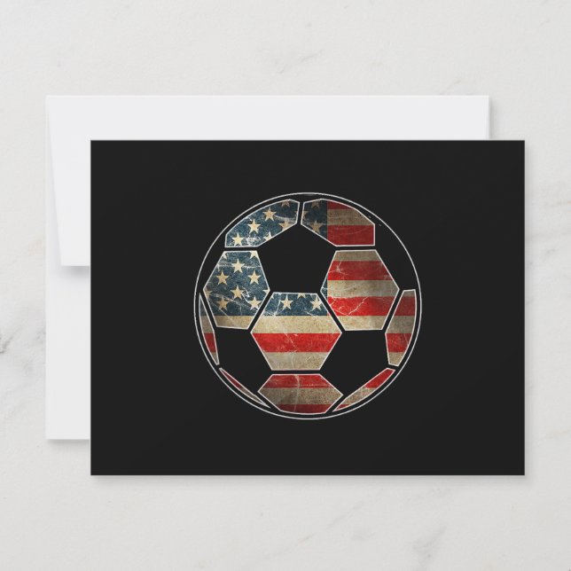 Cartão RSVP Bandeira Americana na Bola do Futebol - Bandeira d (Frente)