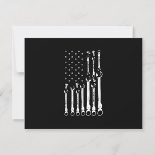 Cartão RSVP Bandeira de Mecânico Bandeira Patriótica Americana
