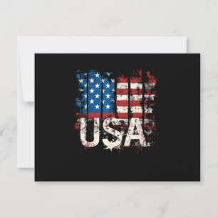 Cartão RSVP Bandeira Retro-Americana EUA 4 de julho