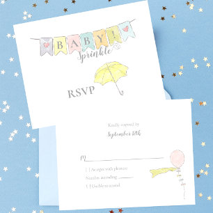Cartão RSVP Banner de proteção e guarda-chuva do Chá de fra