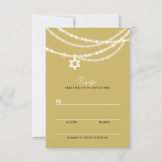 Cartão RSVP Bar / Bat Mitzvah Sparkles Star Da Placa David RSV