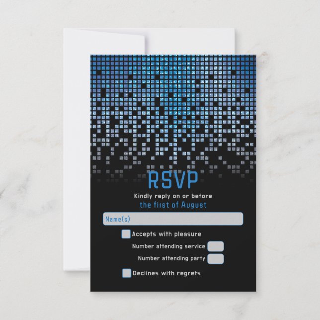 Cartão RSVP Bar de Jogador de Vídeo Negro Azul Mitzvah (Frente)