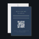 Cartão RSVP Bar minimalista Mitzvah Marinho Blue Silver Código<br><div class="desc">Esquema minimalista. Altere a cor e as fontes até mesmo as linhas e o fundo de cores personalizado para corresponder ao seu evento. cartão rsvp online do código QR</div>