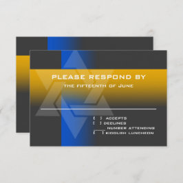 Cartão RSVP Bar Mitzvah Azul e Amarelo em Qualquer Cor