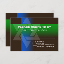 Cartão RSVP Bar Mitzvah Azul e Verde em Qualquer Cor